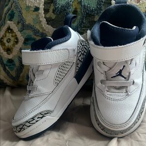 Kids White and Blue Sneakers